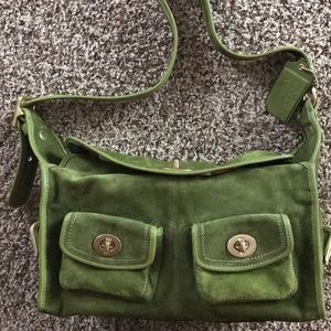 Authentic Coach Suede Green Handbag